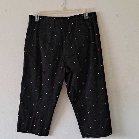 Black multicolored polka dotted Crop Pant - Sz 16P - Picture 6 of 14
